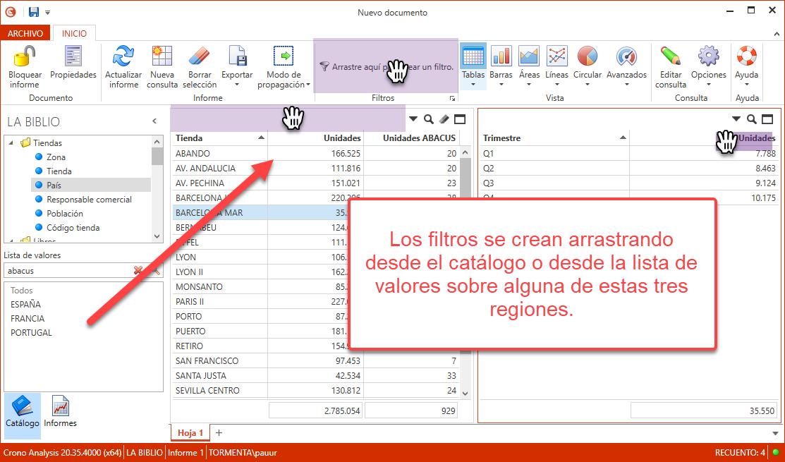 Arrastrar filtros